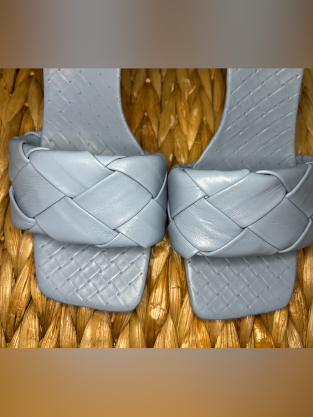 Vince Camuto Light Blue Woven Slide Heels - Picture 10 of 15